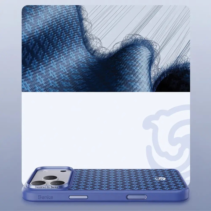 Benks Magnetic Armor Pro Armor Grid Kevlar Case Metal Frame 600D (C.K.FL.AP.BE.B073) iPhone 18 Pro Max/17 Pro Max sininen – 5