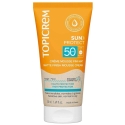 „Topicrem Sun Protect“ drėkinamosios ir apsauginės putos veidui ir kūnui prieš buvimą saulėje SPF 50, 50 ml