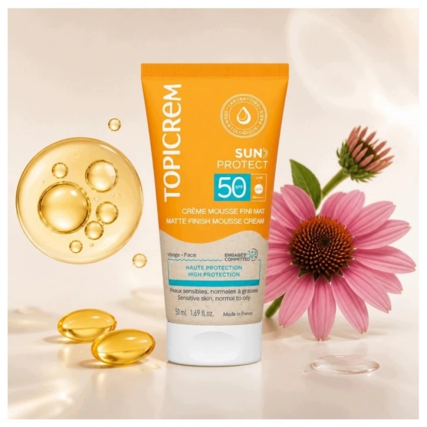 "Topicrem Sun Protect" moisturizing and protective foam for face and body before sun exposure SPF 50, 50 ml – 3