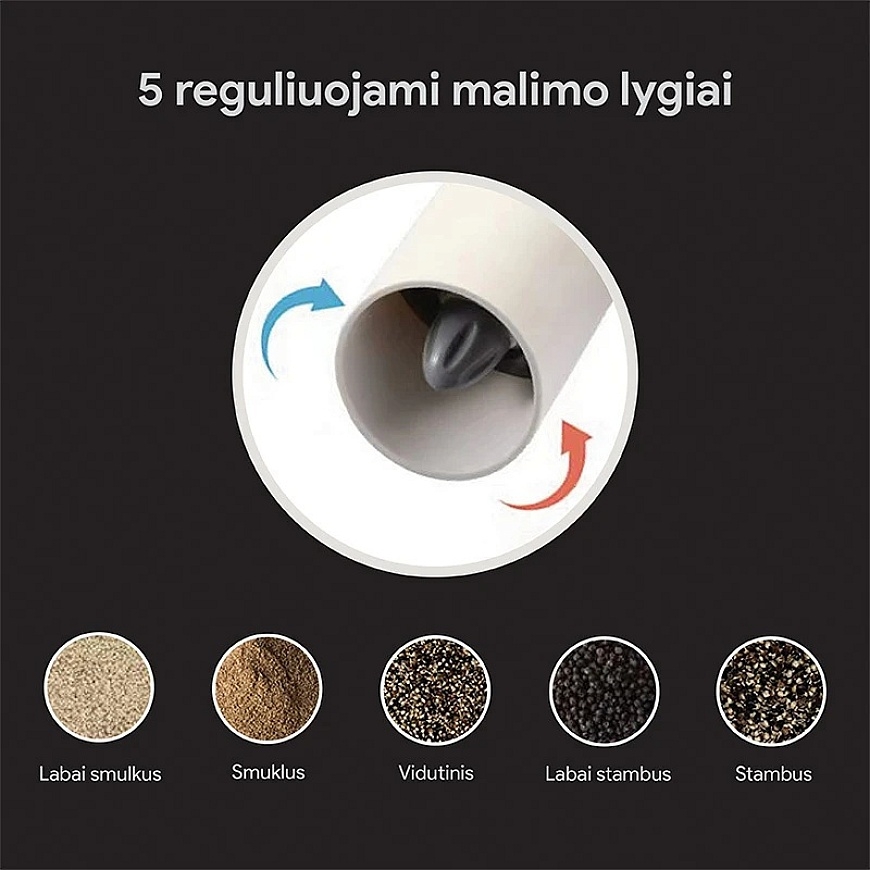 Įkraunamas druskos ir pipirų malūnėlis Zyle ZY9579BL juodas