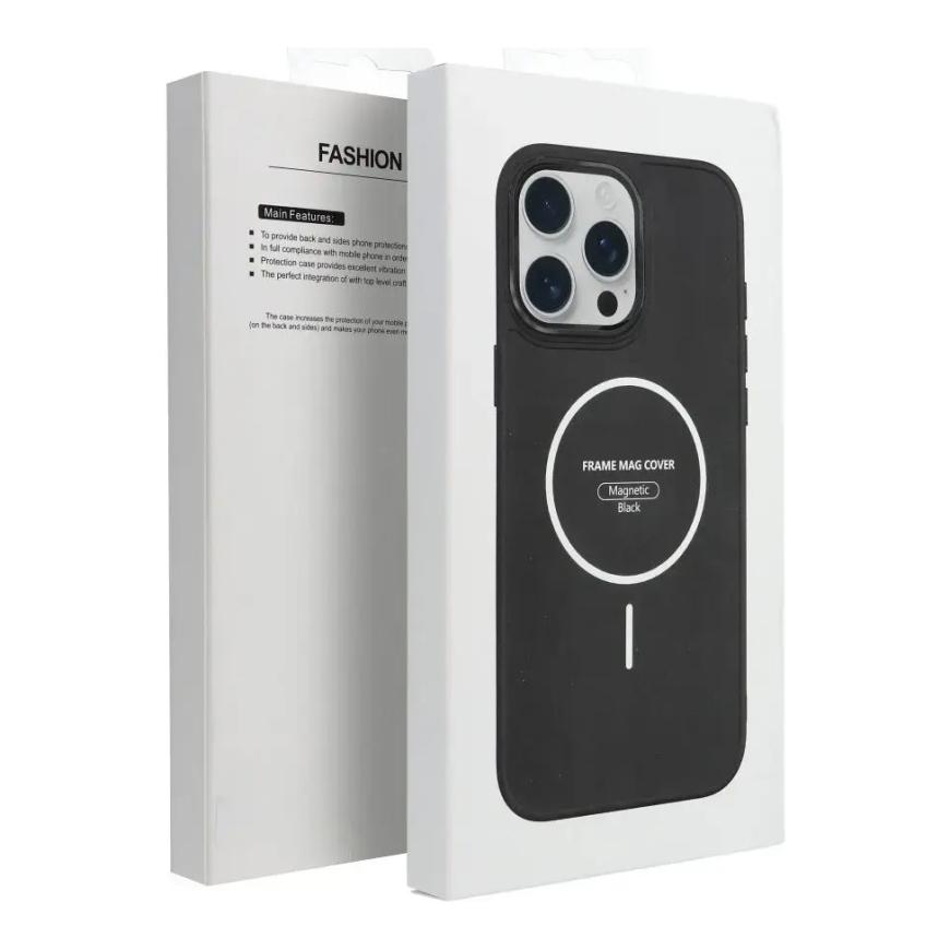 FRAME MAG COVER -puhelinlaukku MagSafe-tuella iPhone 16e:lle musta – 5