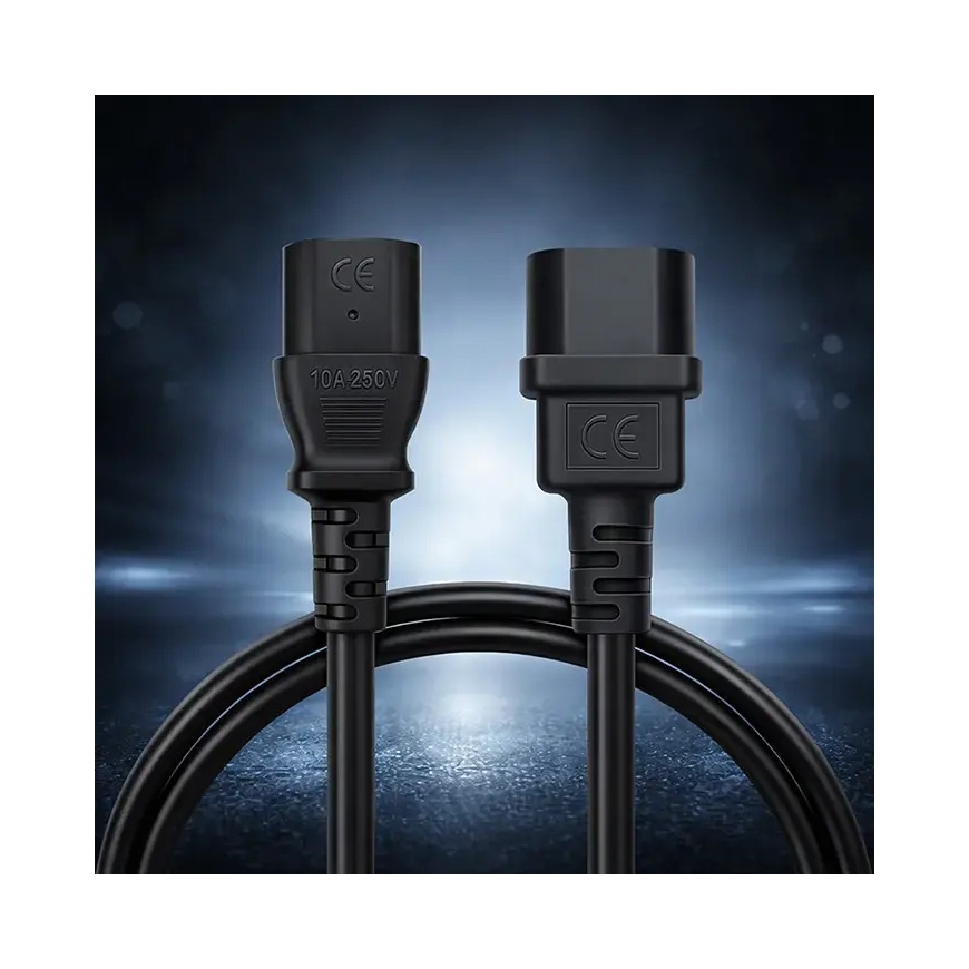 Qoltec Barošanas kabelis IEC C13 | C14 | 3x1.00mm² | Tīrs varš Cu | 1m – 5