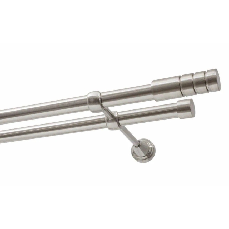 Decastyl Double Curtain Rod FI 19 MM Stainless Steel Effect 480 CM TECHNO KOWALSKI