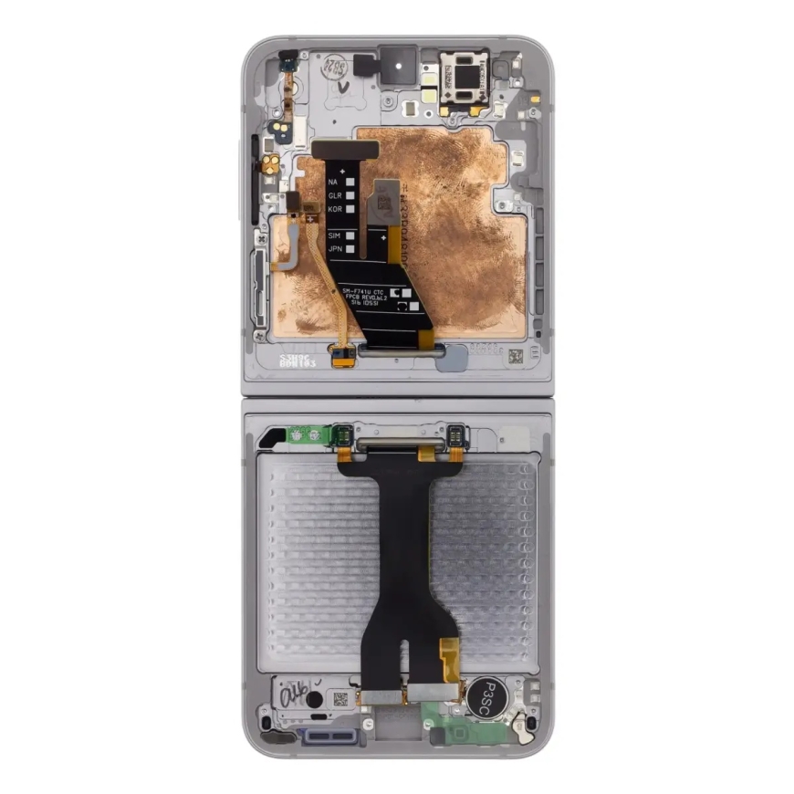 LCD display + Touch Unit + Front Cover Samsung F741 Galaxy Z Flip 6 5G Silver (Service Pack)