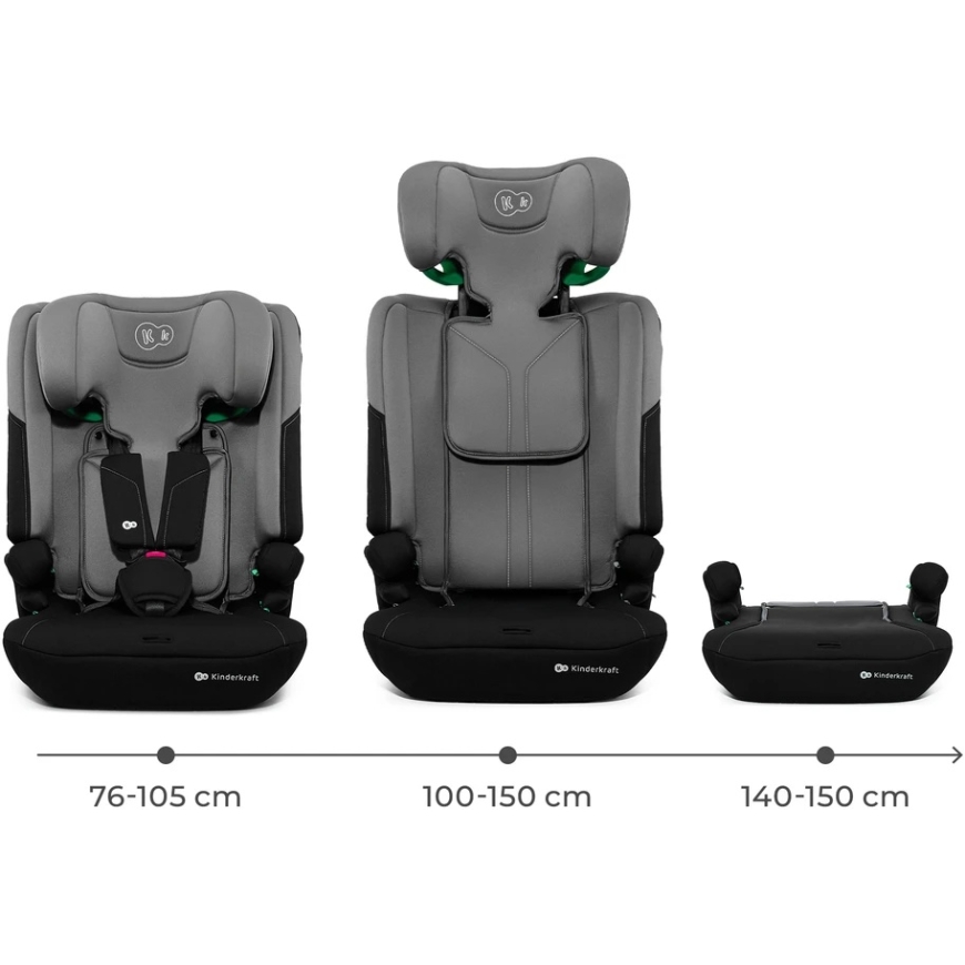 KINDERKRAFT automašīnas sēdeklis I-COMFY, i-Size, tumši pelēks, KCICOM00DGR0000 – 2