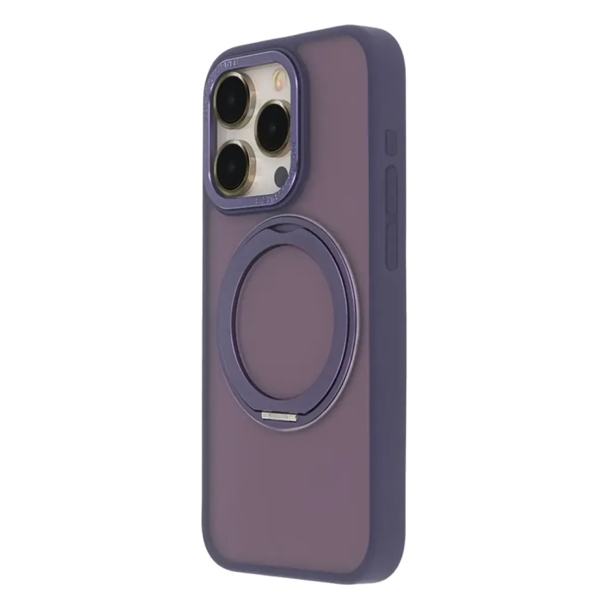 Secure Spinning Mag telefono dėklas su MagSafe palaikymu iPhone 15 Pro Max violetinis