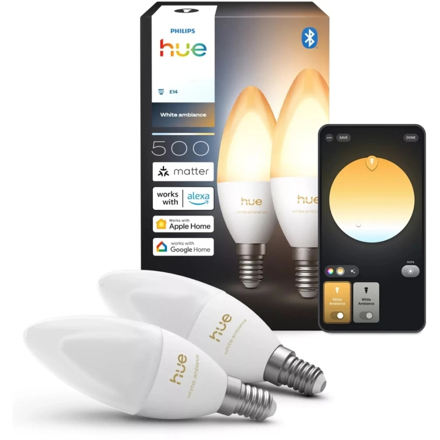 Philips Hue E14 3,7 W balta šviesa (1000-20000 K) B39 žvakės formos 2 vnt. – 5