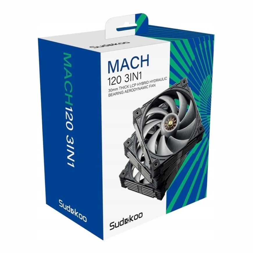 Sudokoo Mach120 PWM ventilators – 120mm, melnā krāsā