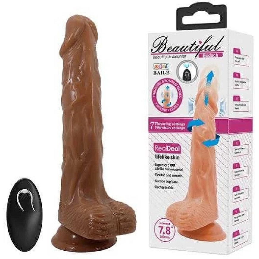 Baile Dildos BAILE - Bodach 7,8'', 7 vibracijos funkcijos 7 sukimo funkcijos Thrusting Belaidis nuotolinio valdymo pultas Siurbi