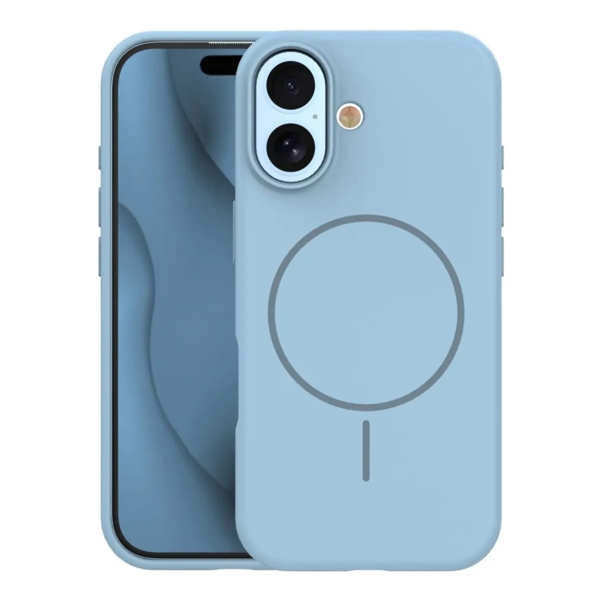 Silicone Thin Mag чехол с поддержкой MagSafe для телефона iPhone 17 синий