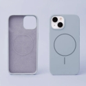 Silicone Thin Mag phone case with MagSafe support for iPhone 17 blue