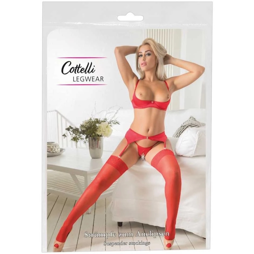 Cottelli Legwear Raudonos kojinės 5