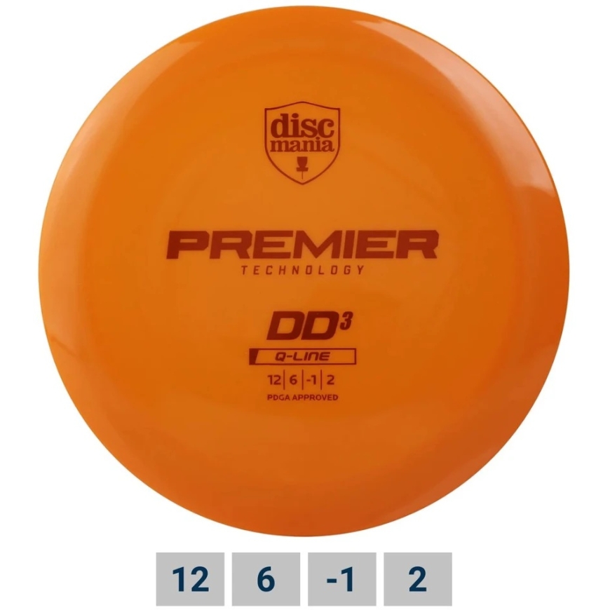 Oranžs Diskgolfa disks Distance Driver Q-LINE PREMIER DD3 Oranžs