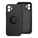 Silicone Ring maciņš ar statīvu telefonam iPhone 16 Plus melns