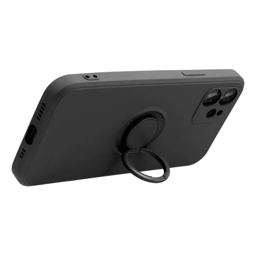 Silicone Ring telefono dėklas su stovu iPhone 16 Plus juodas – 4