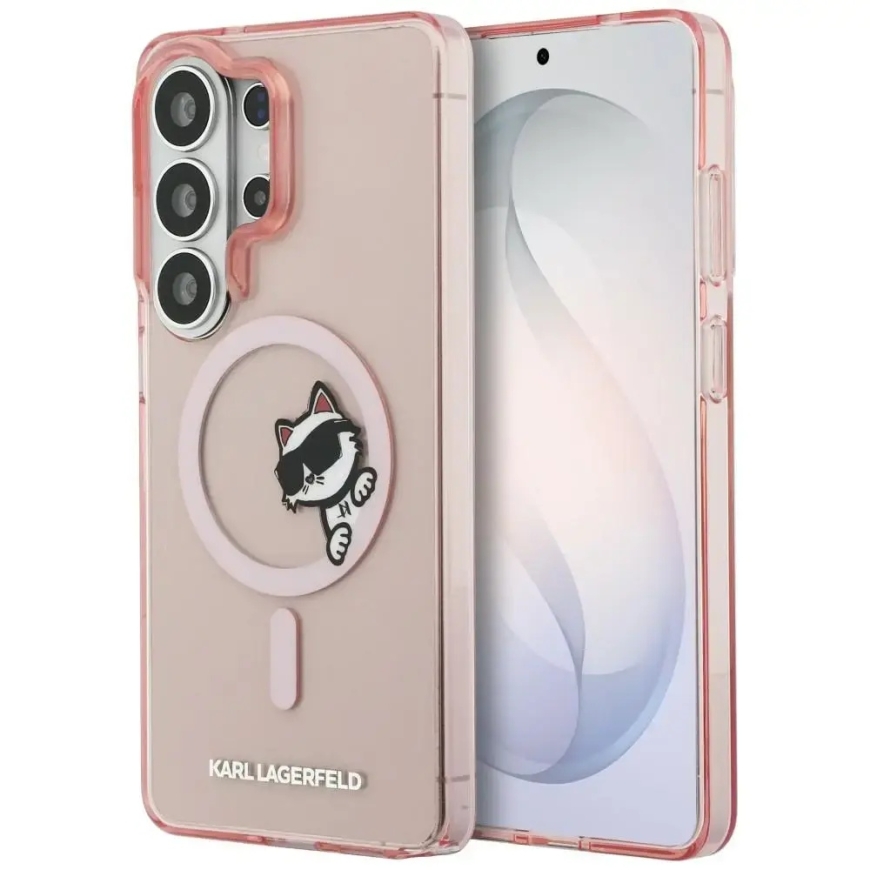 Karl Lagerfeld IML Peekaboo Choupette phone case with MagSafe support for Samsung Galaxy S26 Ultra (S948) pink