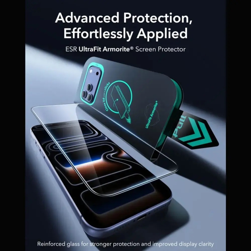 ESR UltraFit Armorite grūdintas apsauginis stiklas telefonui iPhone 17 Pro | iPhone 18 Pro su montavimo rėmeliu (2 vnt.) – 3