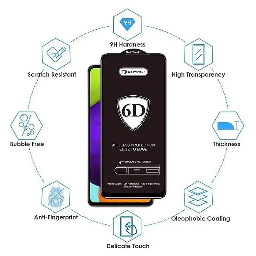 Tel Protect Full Glue 6D Tempered Glass for OPPO RENO 12 PRO Black – 4