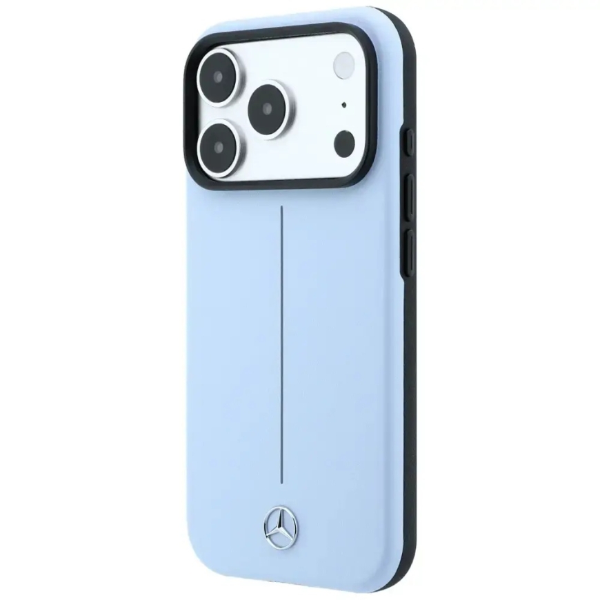 Case Mercedes Nahka Puoli Wrap Ikoninen Line MagSafe iPhone 18 Pro Max / 17 Pro Max sininen – 2