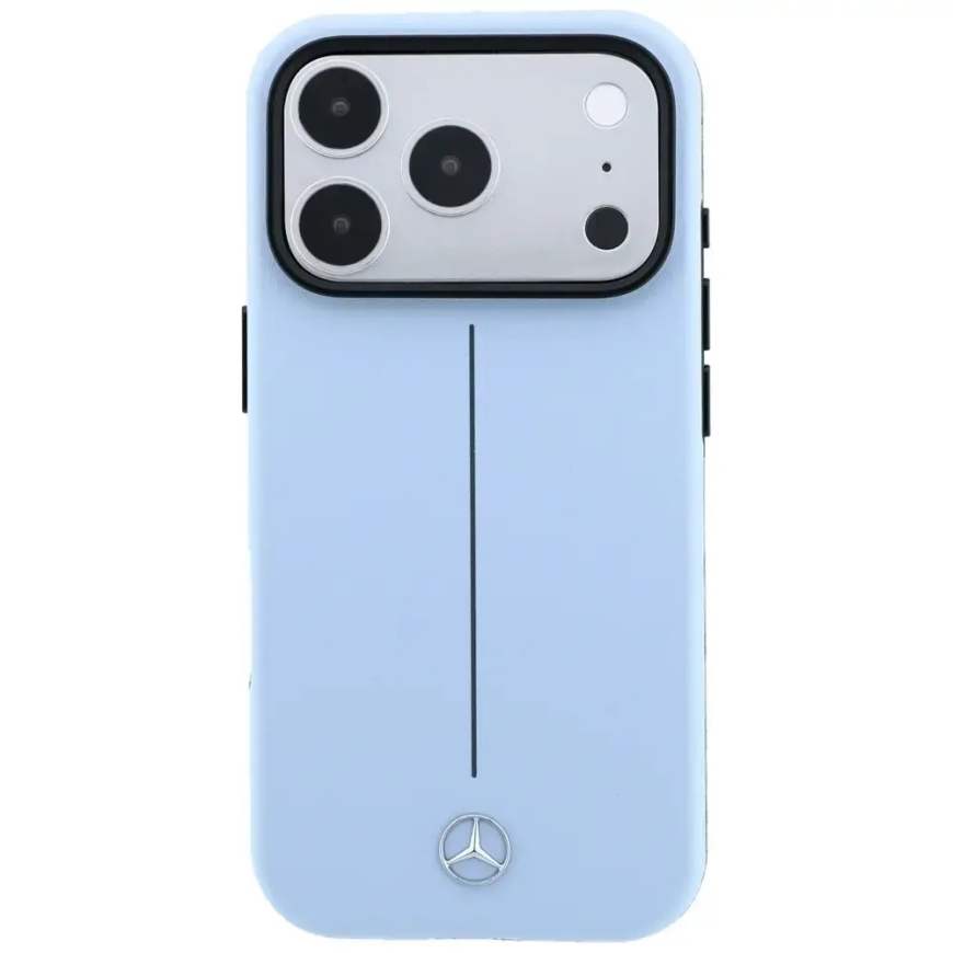 Case Mercedes Nahka Puoli Wrap Ikoninen Line MagSafe iPhone 18 Pro Max / 17 Pro Max sininen – 3