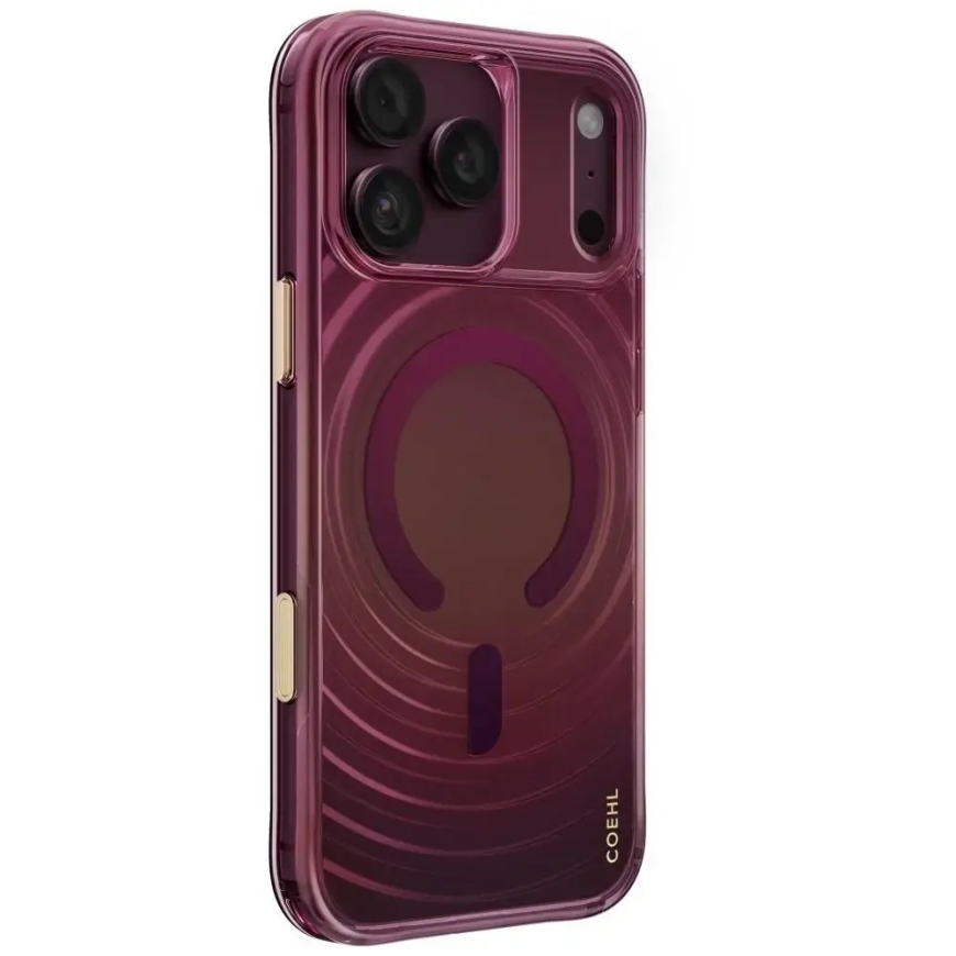 UNIQ Coehl Vela maciņš iPhone 18 Pro Max / 17 Pro Max magnētiskajai uzlādei bordo krāsā