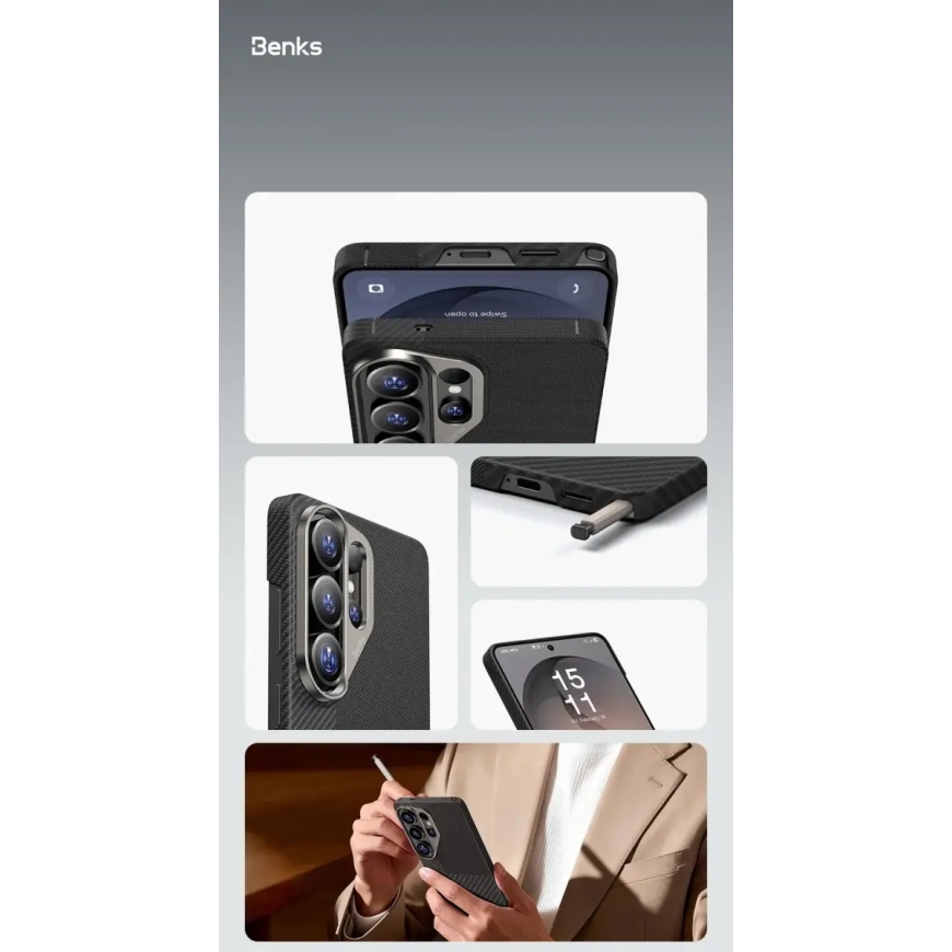 Benks Montage Magnetic Armor Air Kevlar telefoni ümbris Samsung Galaxy S26 (S942) must – 5