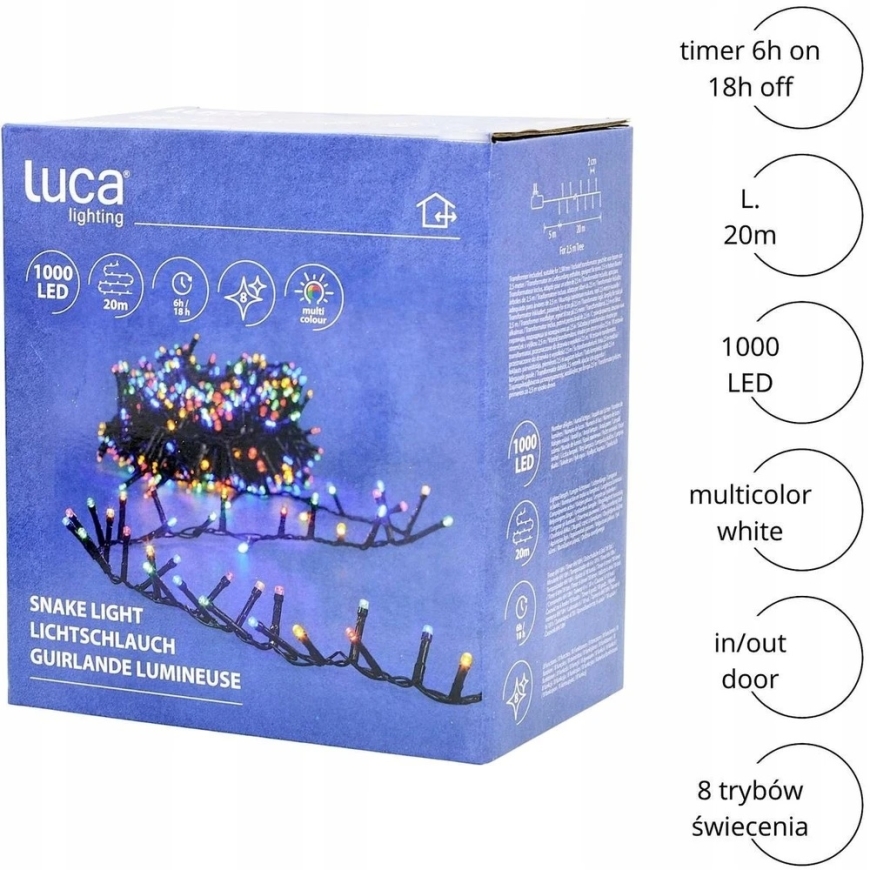 Kalėdinės lemputės Luca Šviesos grandinėlė 1000 LED su laikmačiu daugiaspalvė – 4