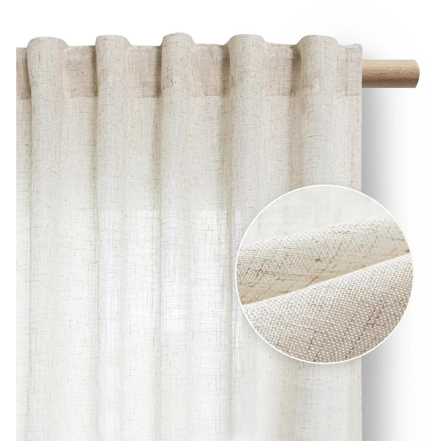 Velari Pellavaverho Täytteillä AmeliaHome 140 × 245 cm, Vaaleanbeige