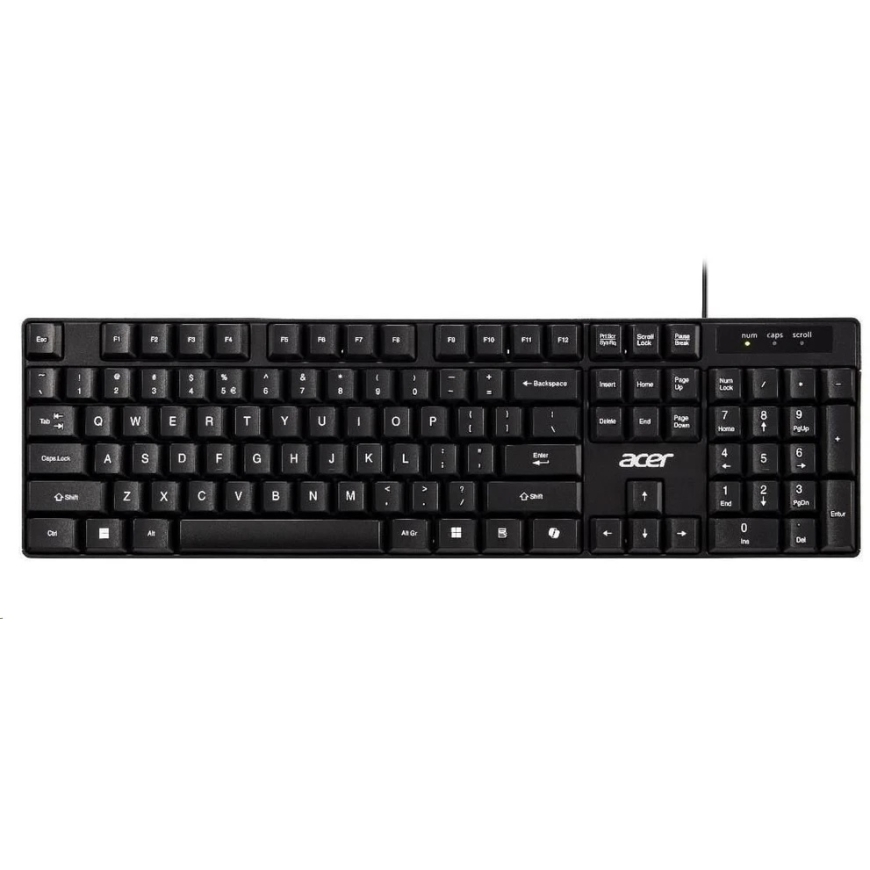 ACER juhtmega klaviatuur AKW100, USB 2.0, 5 miljonit klahvivajutust, veekindel, must