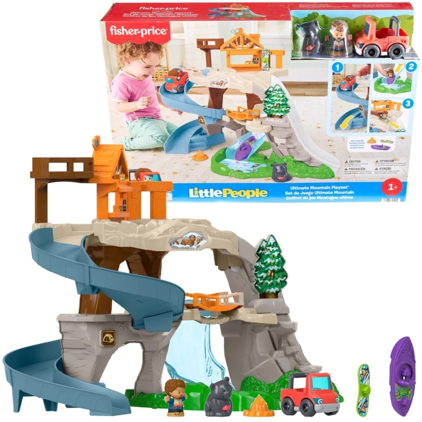 Fisher-Price Little People Suur mägiseiklus Rada Liukumis komplekt figuuride ja mootorsõidukiga – 2