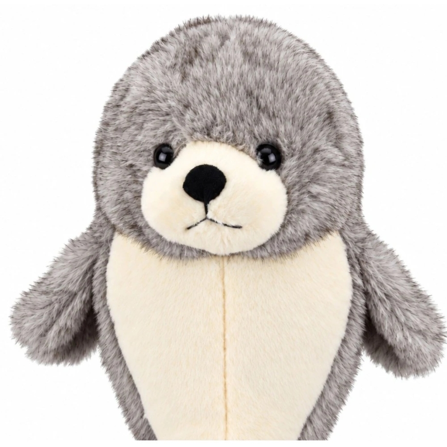Lean Toys Plush Seal, Gray and White, 30 × 20 × 15 cm – 5