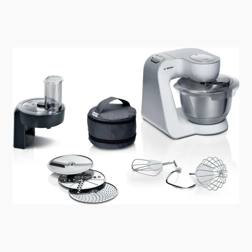 Virtuvinis kombainas Bosch MUM58210 Series 4, Kitchen machine, MUM 5, 1000 W, Baltas, Sidabrinis