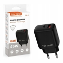 Teltech-verkko laturi GaN USB / Type-C 45W musta TCH-03 Teltech-verkko laturi GaN USB / Type-C 45W musta TCH-03