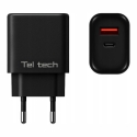 Teltech-verkko laturi GaN USB / Type-C 45W musta TCH-03 Teltech-verkko laturi GaN USB / Type-C 45W musta TCH-03