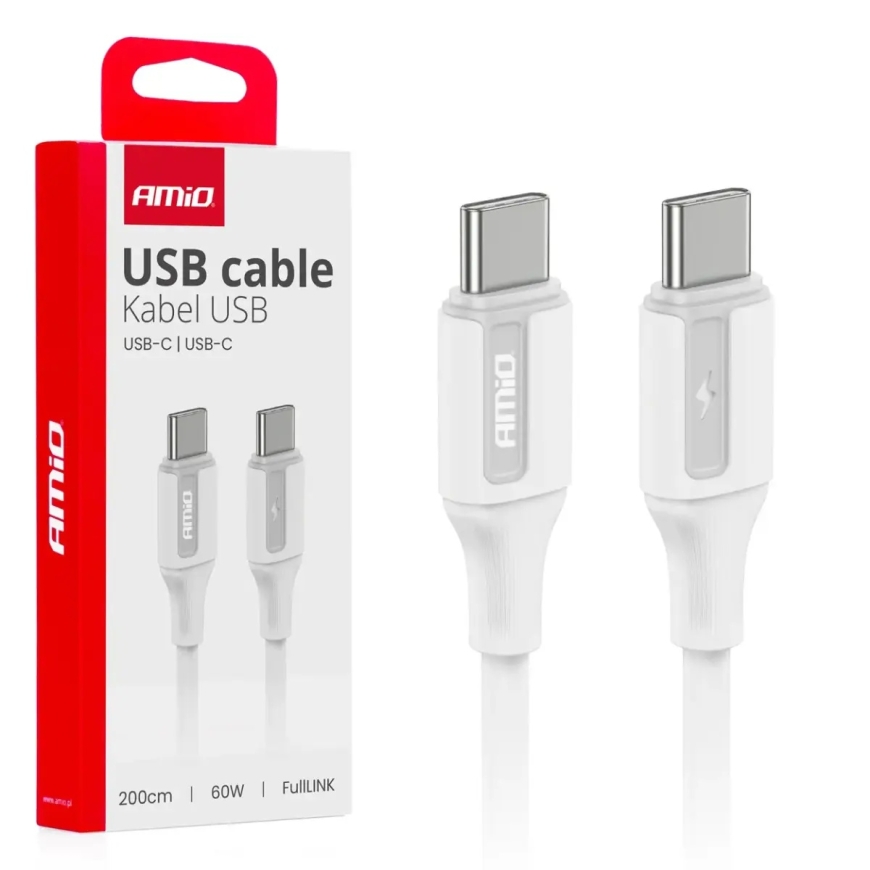 AMiO AMIO-03921 duomenų perdavimo ir įkrovimo laidas | USB-C į USB-C | 60W | 2m