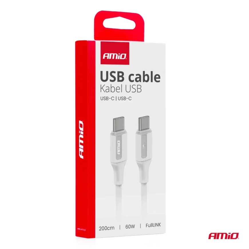 AMiO AMIO-03921 datu pārraides un uzlādes vads | USB-C uz USB-C | 60W | 2m – 3