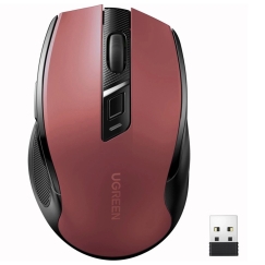 Ugreen MU006 langaton optinen hiiri USB 2.4 GHz / Bluetooth 5.0 4000 DPI – punainen
