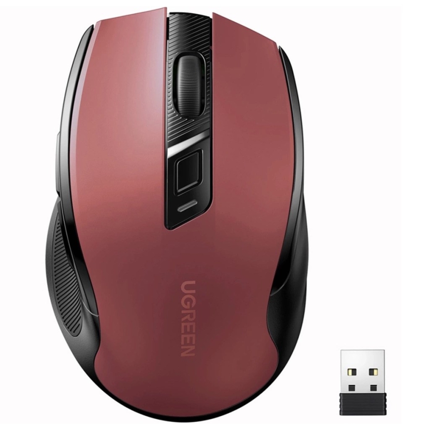 Ugreen MU006 langaton optinen hiiri USB 2.4 GHz / Bluetooth 5.0 4000 DPI – punainen