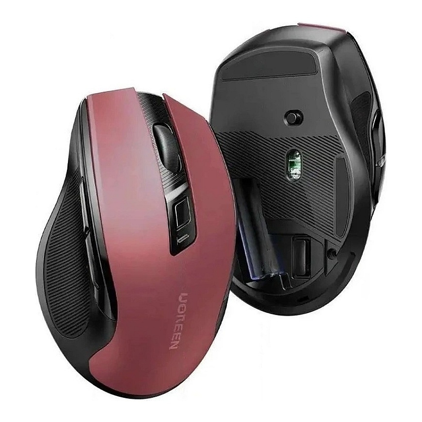 Ugreen MU006 langaton optinen hiiri USB 2.4 GHz / Bluetooth 5.0 4000 DPI – punainen – 3