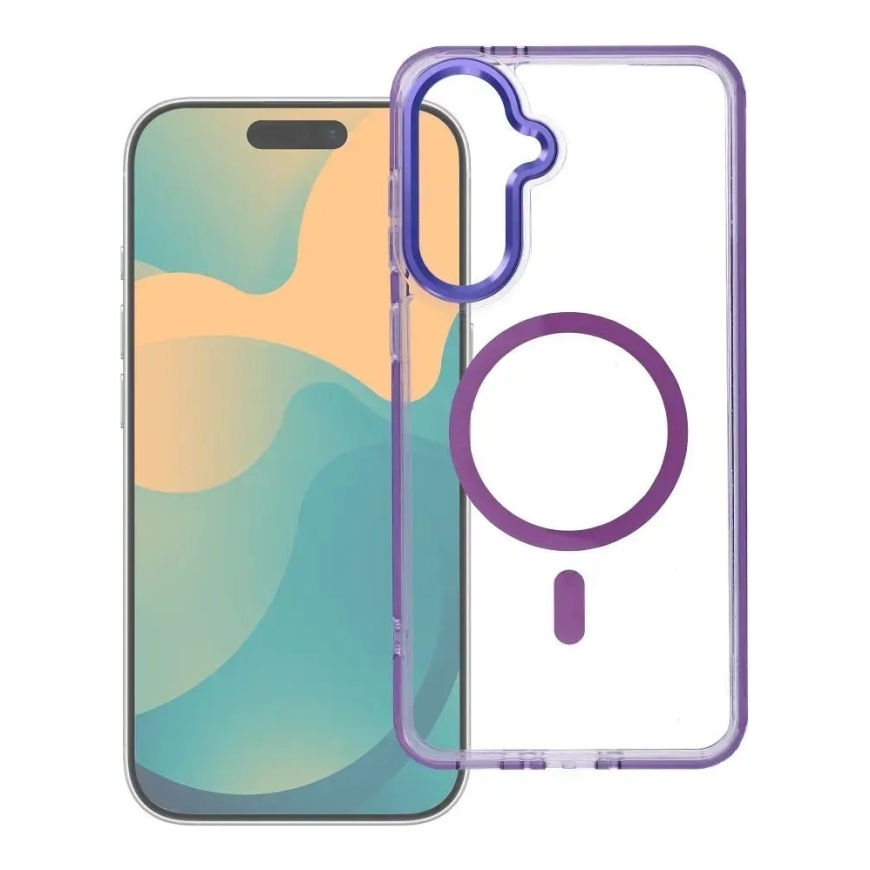 FRAME CLEAR HYBRID MAG phone case with MagSafe support for Samsung Galaxy A57 (A576) purple