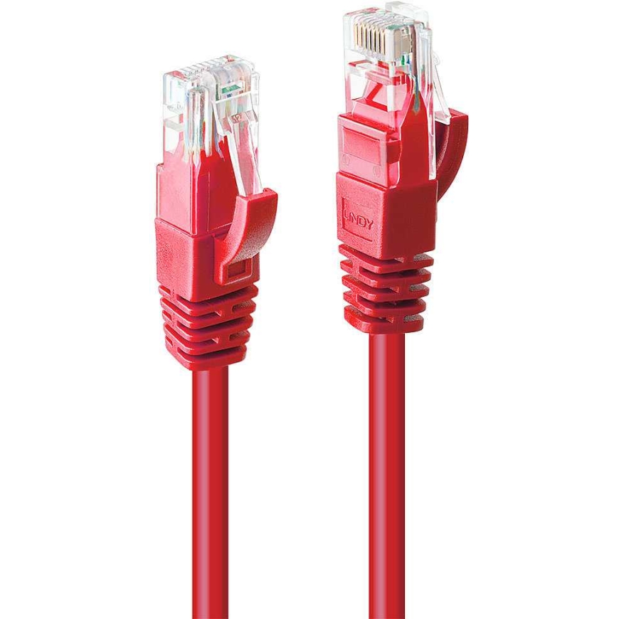 Network Cable - LINDY Cat.6 U/UTP Network Cable, RJ45, M/M, 250MHz, 15 m, Red – 3