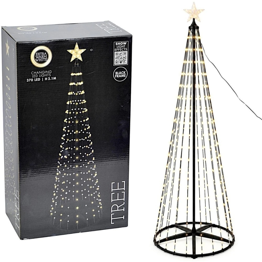 Koopman Koristeellinen Joulupuu 370LED Lämmin Valkoinen 210CM Musta – 3