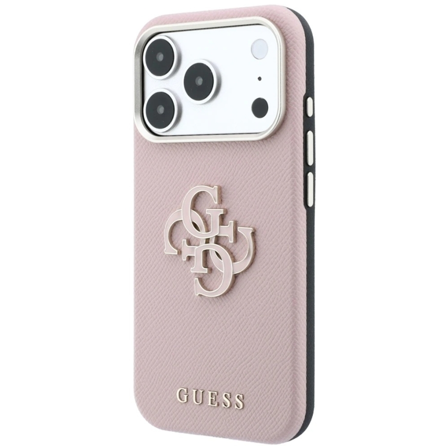 Чехол Guess Grained & Big Resin Logo для iPhone 18 Pro / 17 Pro – розовый – 3
