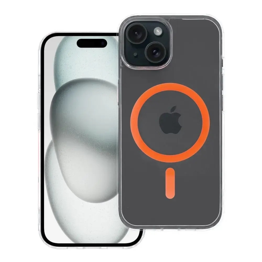 Drop Glue Colorful Ring telefoni ümbris alusega ja MagSafe toega iPhone 15 oranž