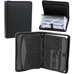 Lean A4 document case with compartments and zipper, black, 36.5 × 27 × 5.5 cm