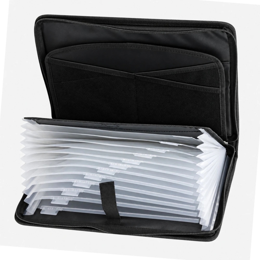 Lean A4 dokumendikott jaotustega ja lukuga, must, 36,5 × 27 × 5,5 cm – 5