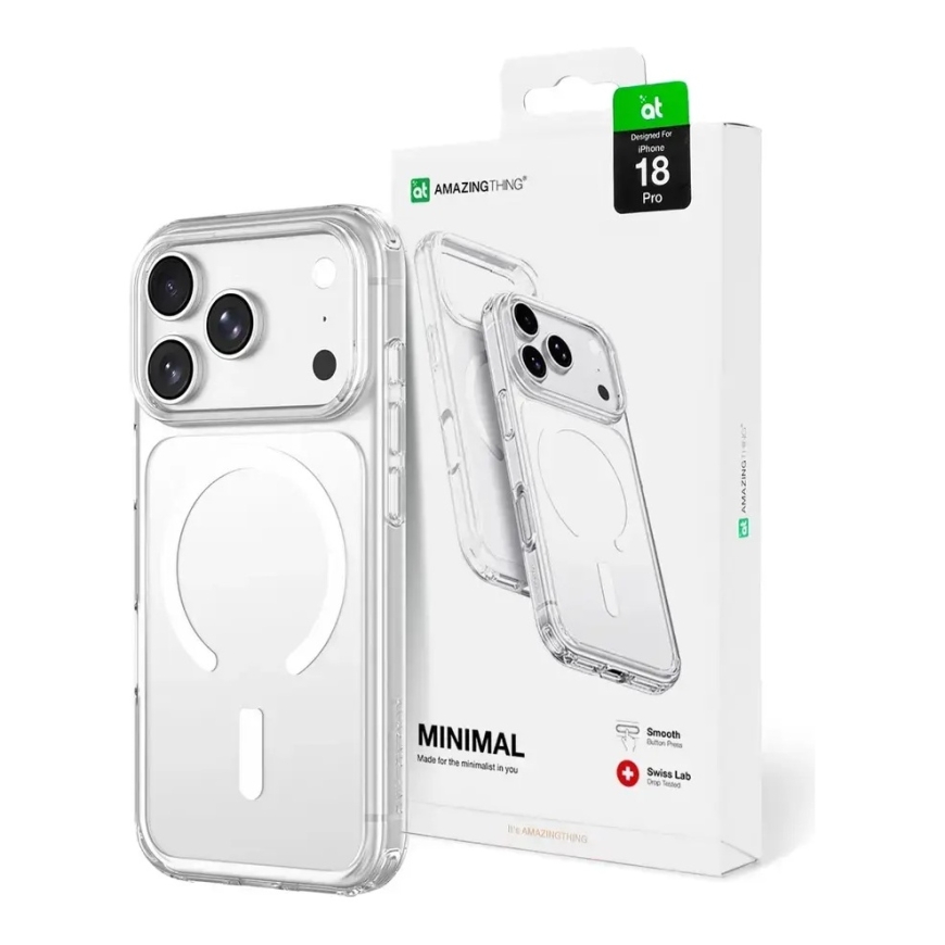 AmazingThing Minimal Mag Drop Proof Case 3 Lens for iPhone 18 Pro with Lanyard Mount, MagSafe Compatible - Clear