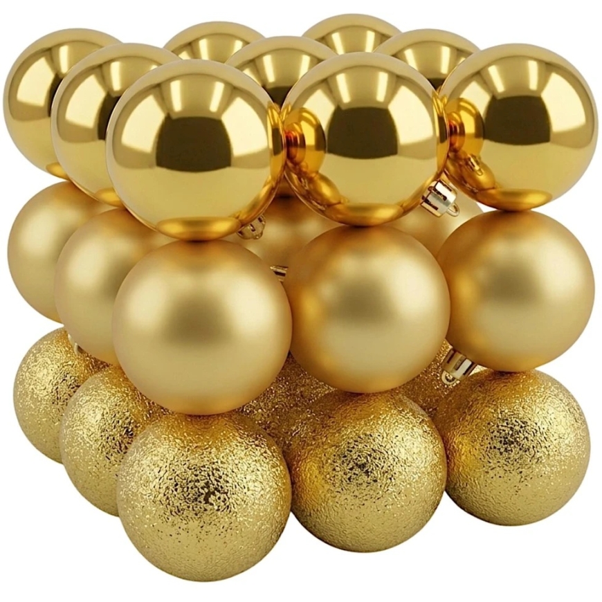 EDELMAN Koopman Decorative Plastic Safety Balls 27 pcs diameter 6 cm golden MICA – 2