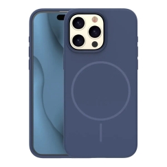 Silicone Thin чехол с поддержкой MagSafe для телефона iPhone 15 Pro Max синий