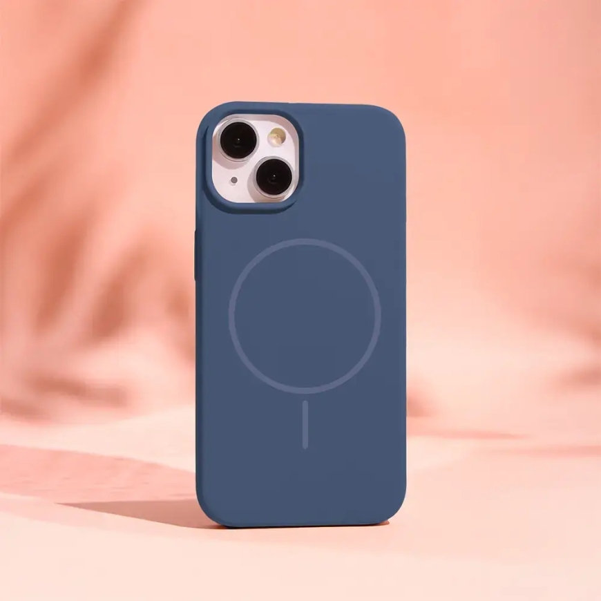 Silicone Thin maciņš ar MagSafe atbalstu telefonam iPhone 15 Pro Max zils – 5